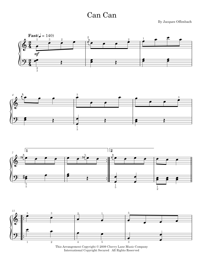 Play Official version of Can-Can Sheet Music by Jacques Offenbach for ...