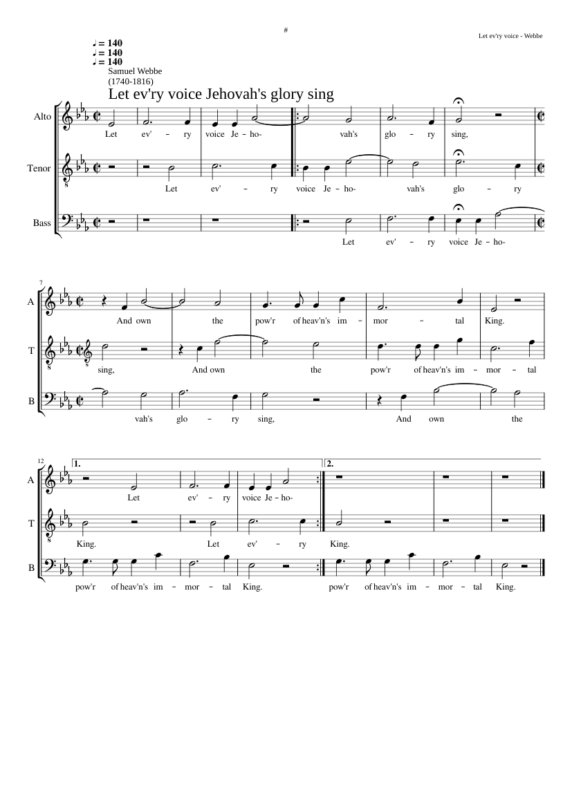 Let ev'ry voice Jehovah's glory sing