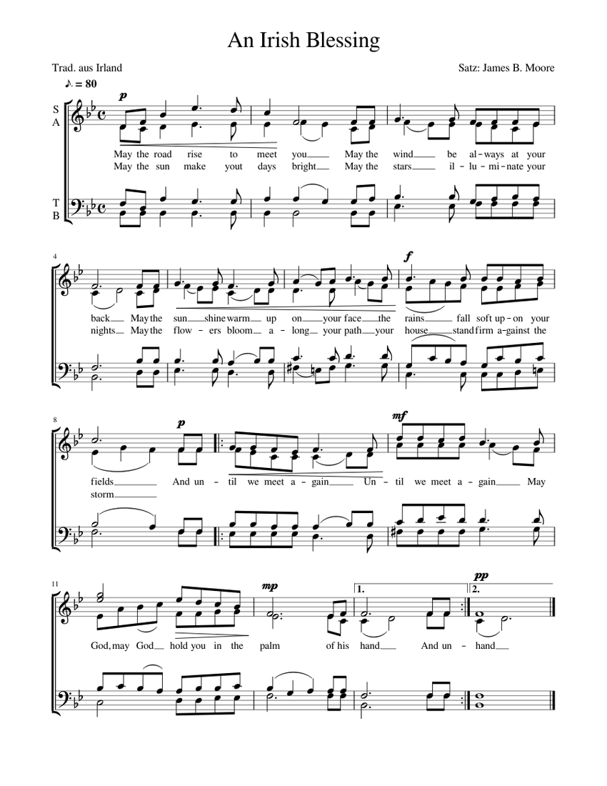 An Irish Blessing Sheet music for Vocals (Choral) Download and print in PDF or MIDI free sheet