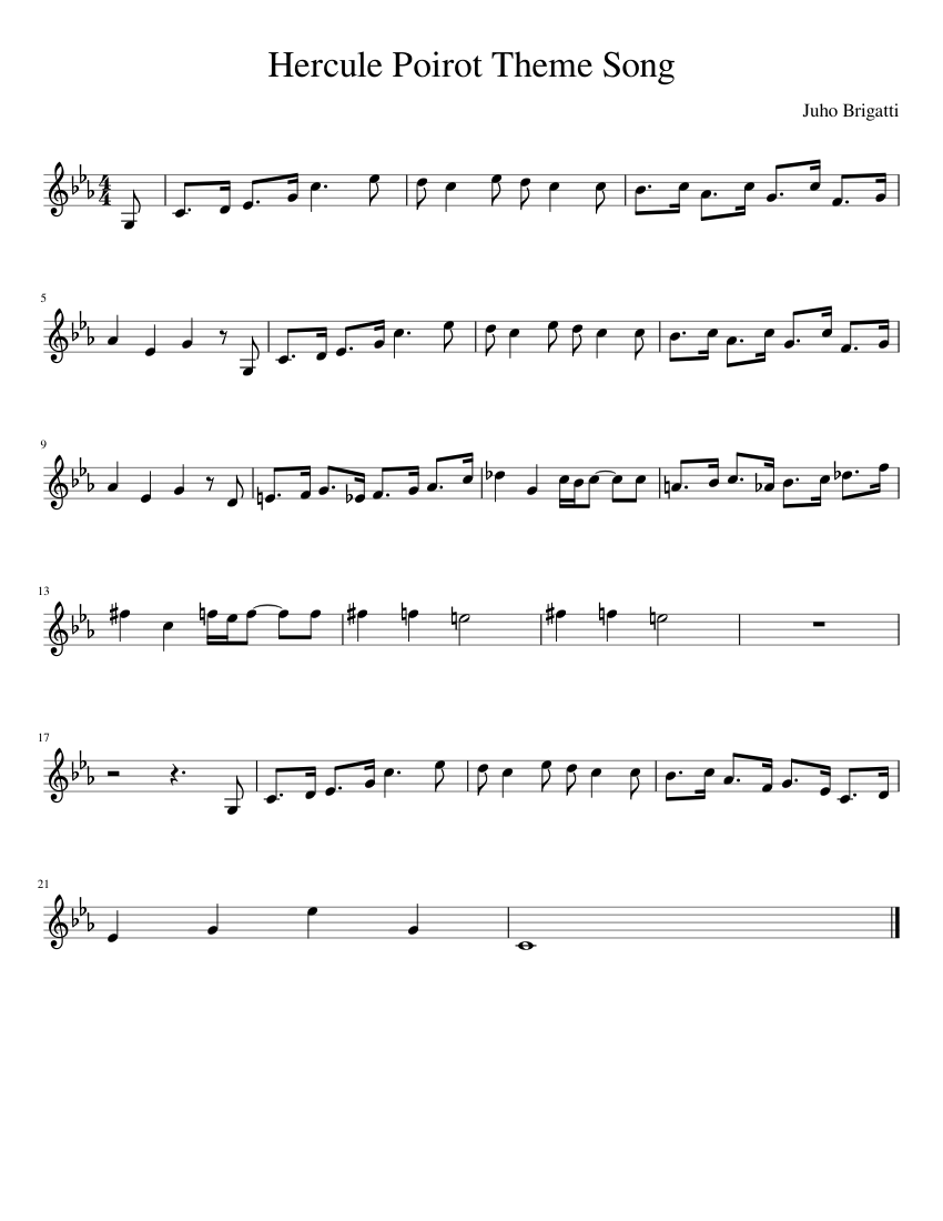 Hercule Poirot Theme Song Sheet music for Piano (Solo) | Musescore.com
