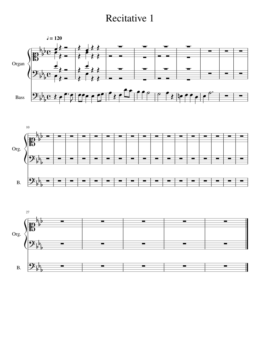 Recitative 1 Sheet music for Bass voice, Organ (Mixed Duet) | Musescore.com