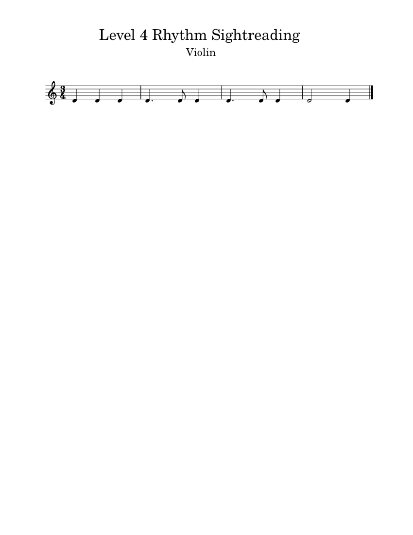 Violin Rythm Level 4 Rhythm Sightreading 3 4 2022 Sheet music for Violin (Solo ...