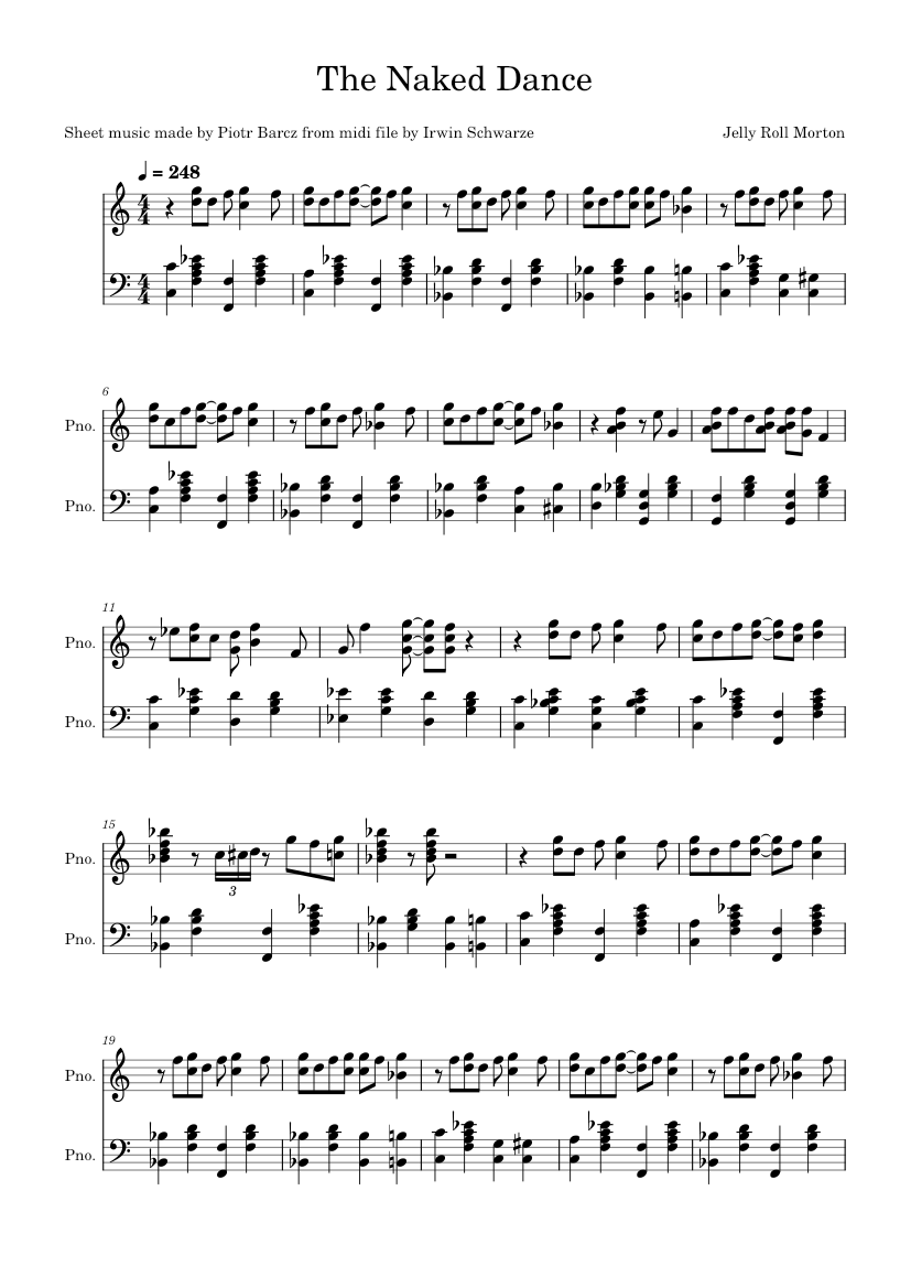 The Naked Dance – Jelly Roll Morton Sheet music for Piano (Piano Duo) |  Musescore.com