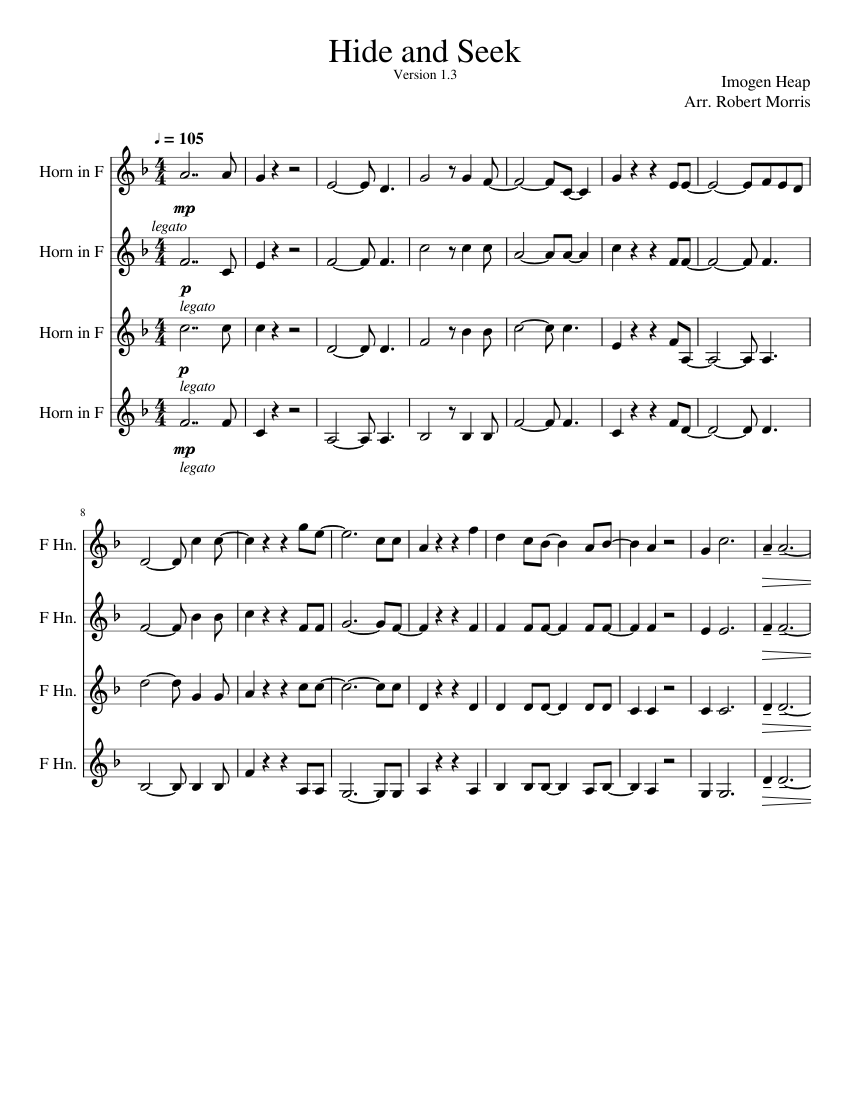 Brooklyn Duo Hide and Seek - String Quartet Sheet Music in A Major -  Download & Print - SKU: MN0170945