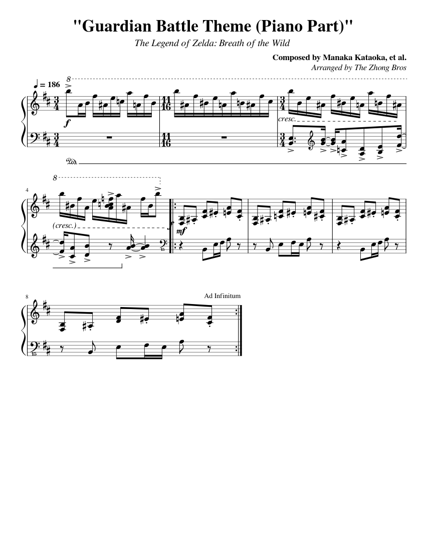 Guardian Battle Theme Sheet music for Piano (Solo)