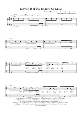 The Weeknd Earned It (Fifty Shades of Grey) Sheet Music in D Minor  (transposable) - Download & Print - SKU: MN0145482