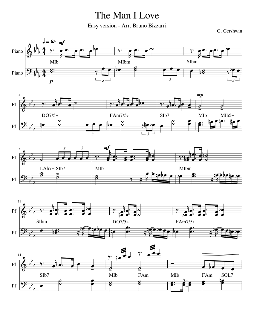 The Man I love (Piano Impro) – gershwin Sheet Music with Chords
