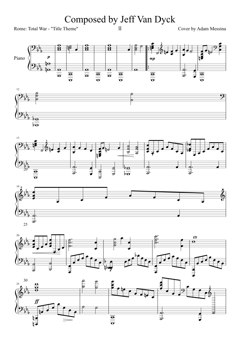 Rome Total War Title Theme Sheet Music for Piano (Solo) | MuseScore.com, image size:827x1169