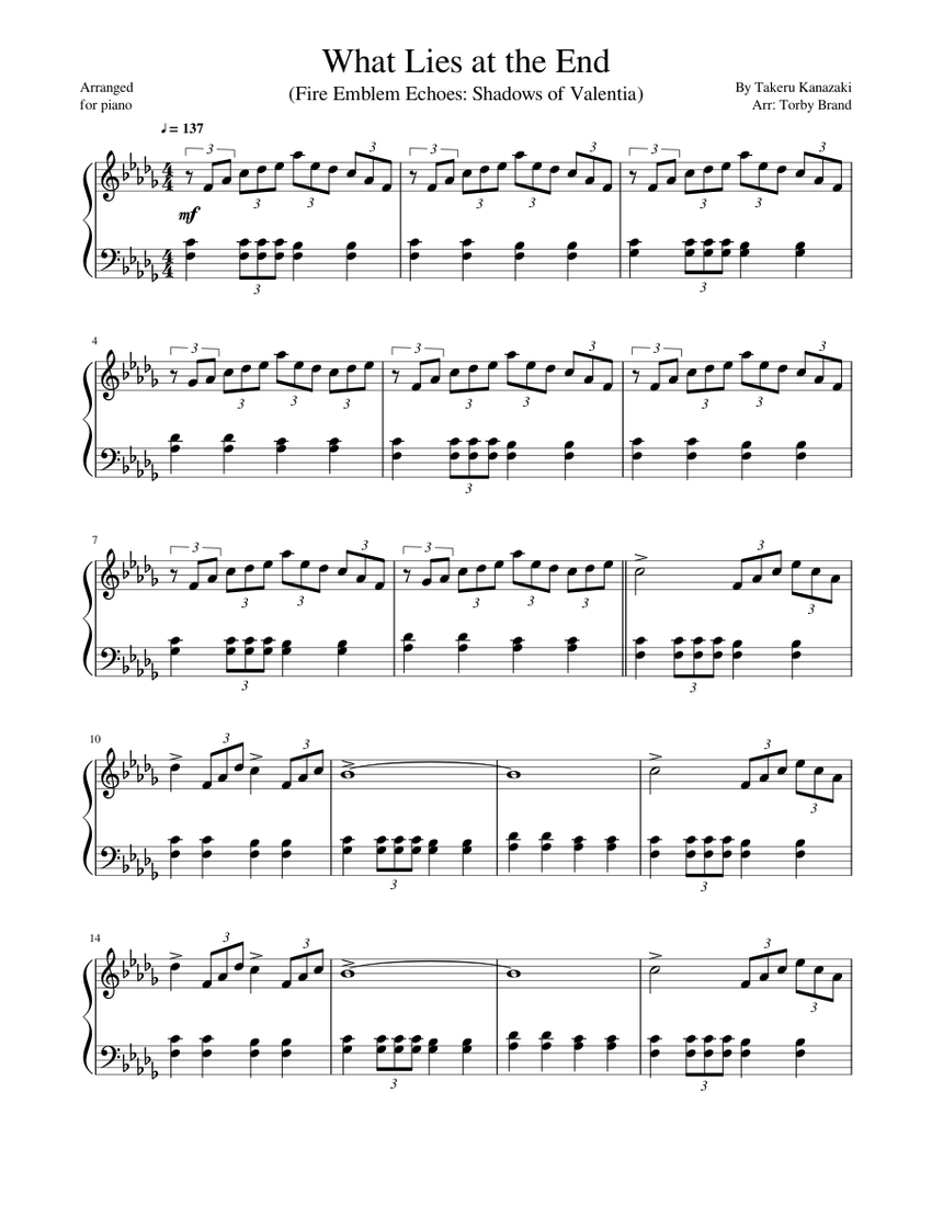 What Lies at the End (Fire Emblem Echoes: Shadows of Valentia) Sheet music  for Piano (Solo) | Musescore.com