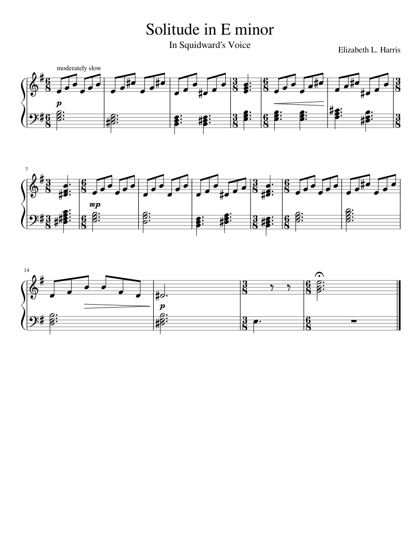 Solitude in E minor Sheet music for Piano (Solo) Easy | Musescore.com