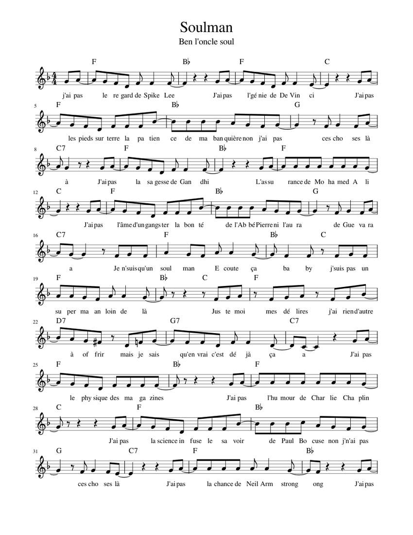 Soulman Sheet music for Vocals (Solo) | Musescore.com