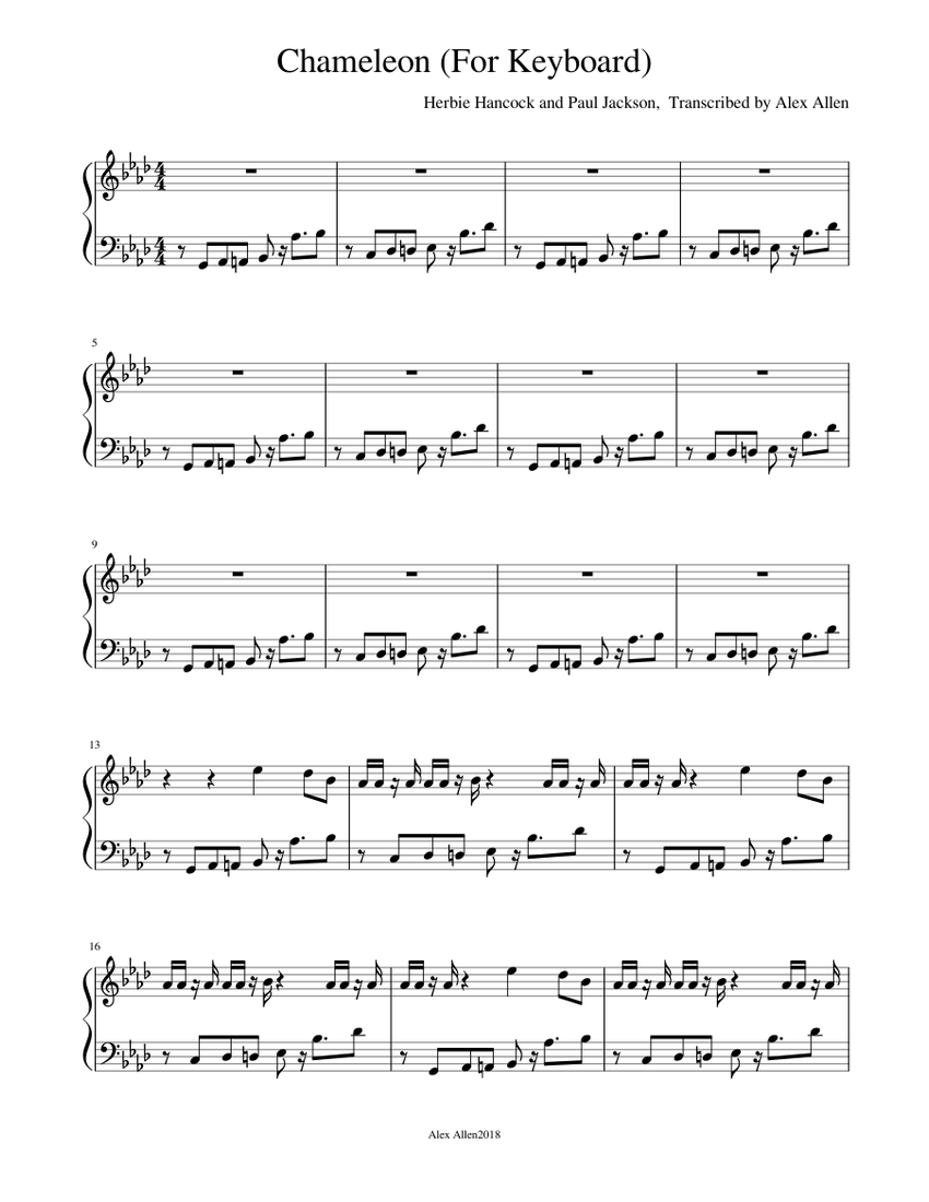 Chameleon - Herbie Hancock Sheet music for Piano (Solo) | Musescore.com