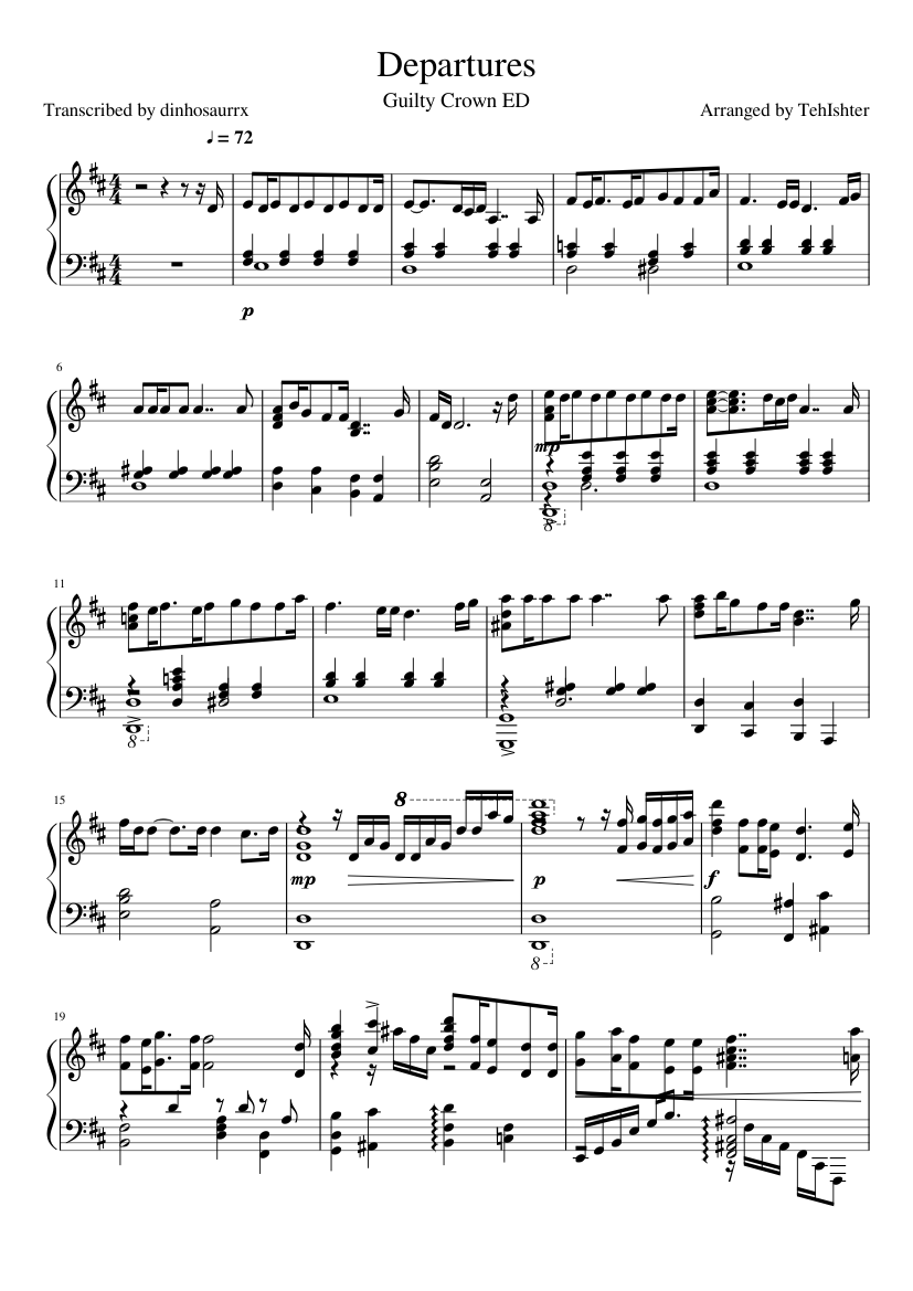 Departures-Guilty Crown ED Sheet music for Piano (Solo) | Musescore.com