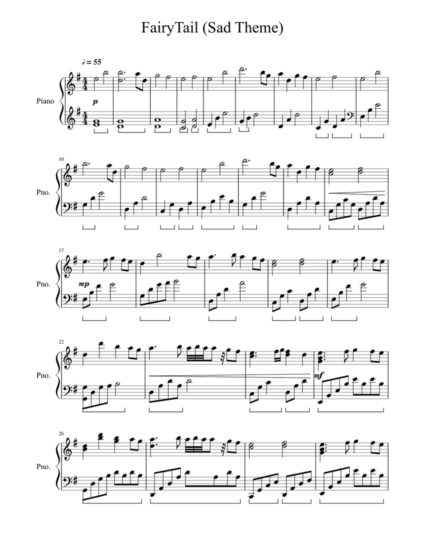 Fairy Tail Sad Theme Sheet Music For Piano Solo Musescore Com