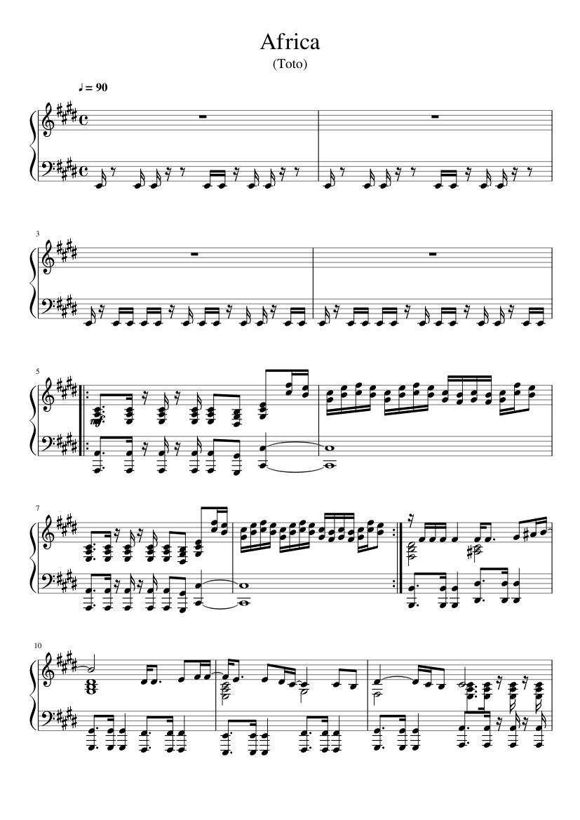 Africa - Toto Sheet music for Piano (Solo) | Musescore.com