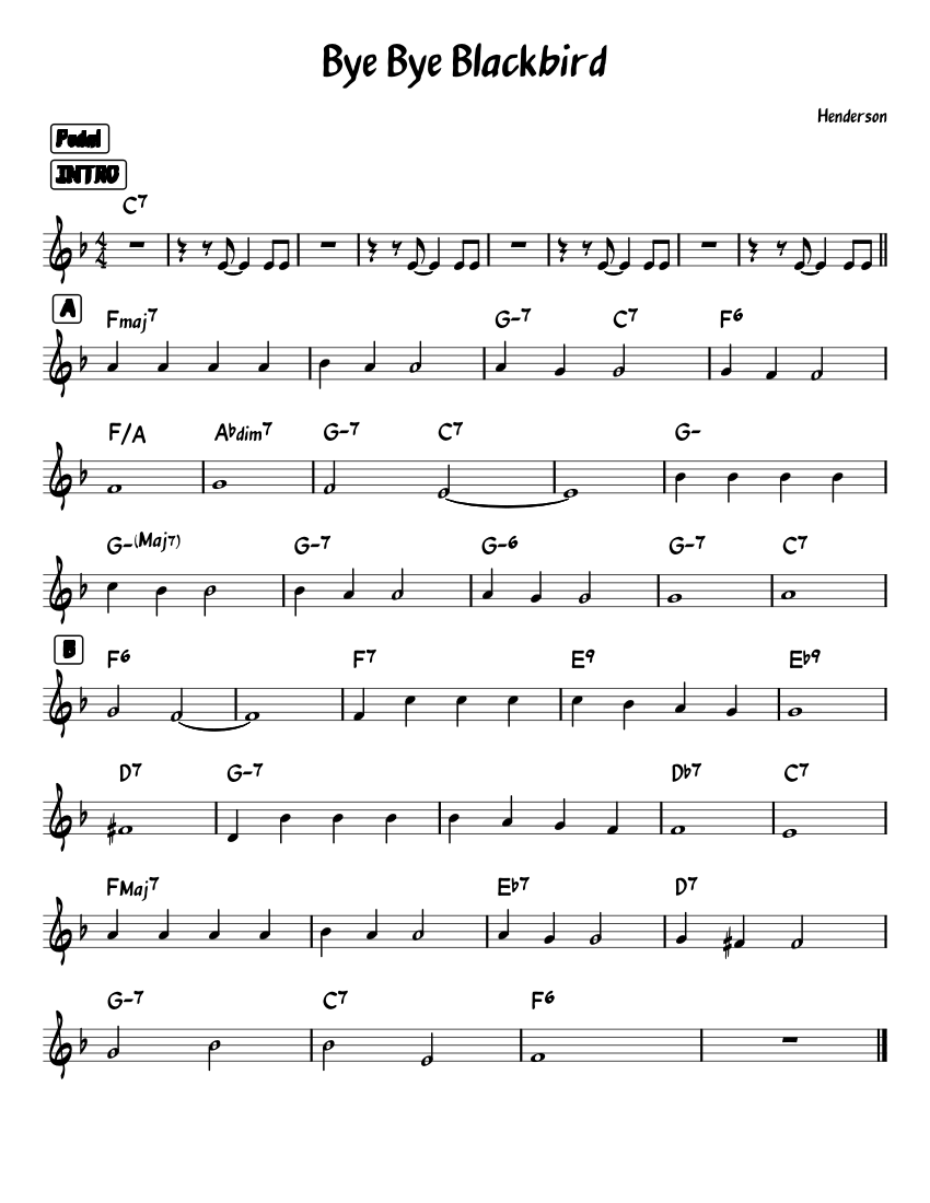 Bye Bye Blackbird Lead Sheet music for Piano (Solo) | Musescore.com
