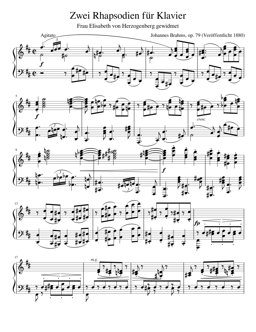 Brahms B minor Rhapsody #1, Op. 79 Sheet music for Piano (Solo) |  Musescore.com
