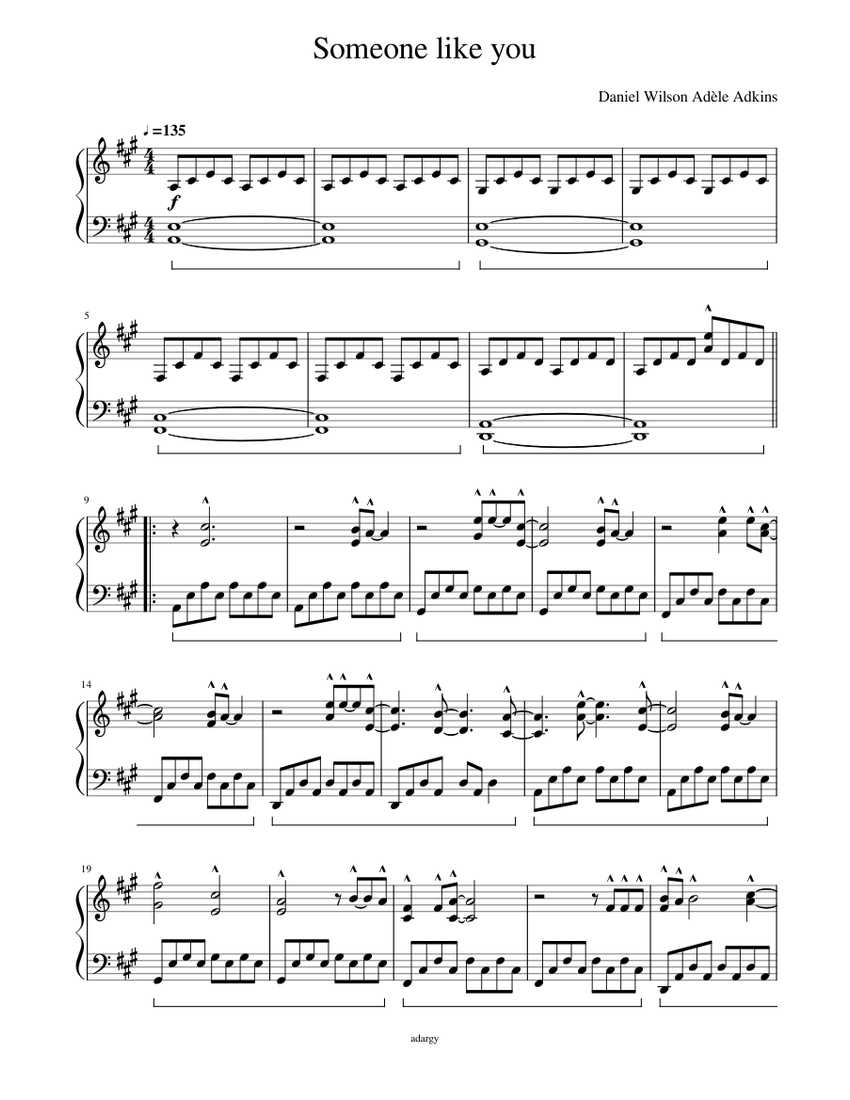 Someone like you Sheet music for Piano (Solo)