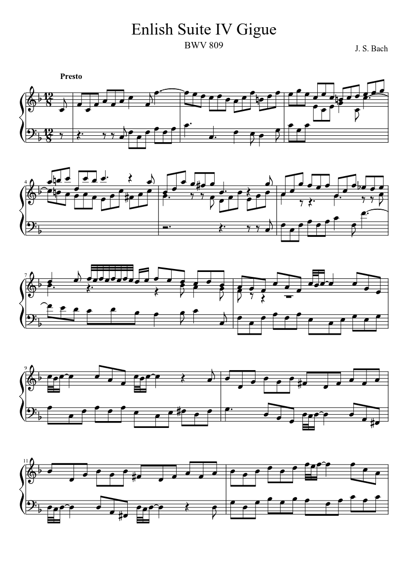 English Suite No.4 in F major BWV 809
