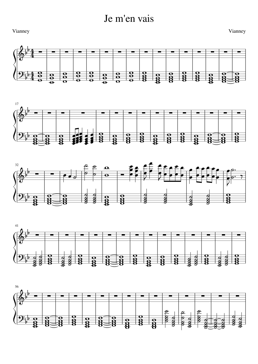 Je m'en vais Sheet music for Piano (Solo) | Musescore.com