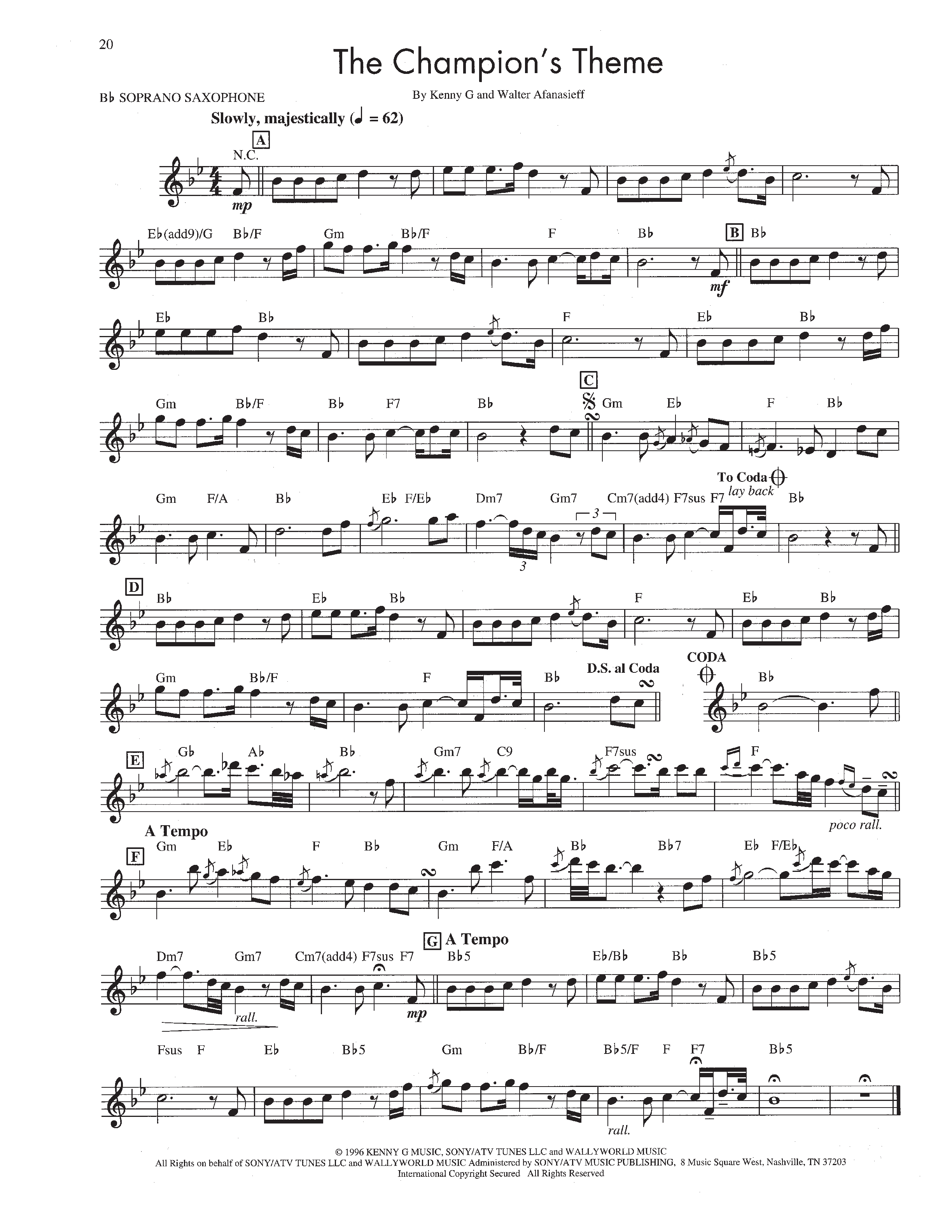 Play Official version of The Champion's Theme Sheet Music by Kenny