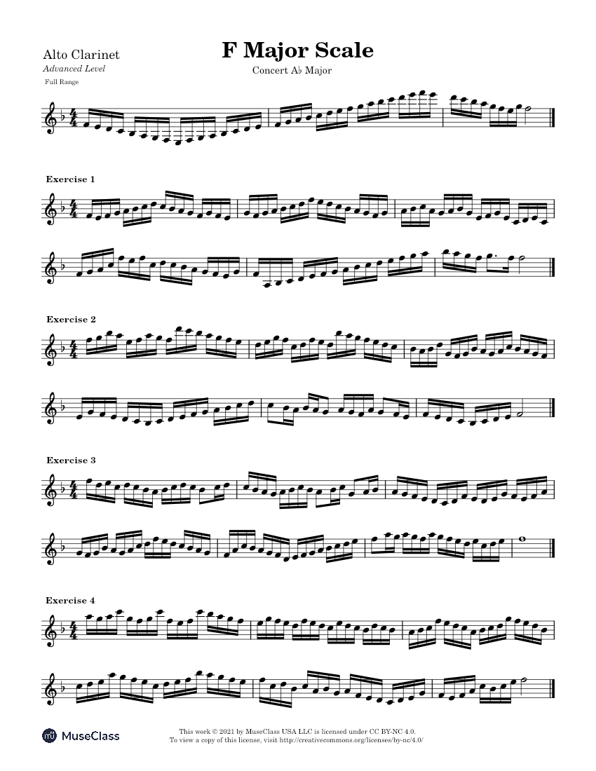 Concert Ab Major Scale Exercises-Advanced For Alto Clarinet Sheet Music ...