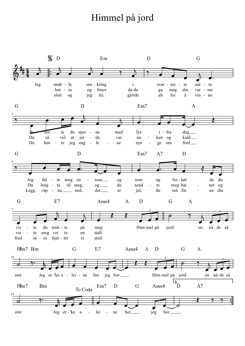 Himmel på jord Sheet music for Violin (Solo) | Musescore.com