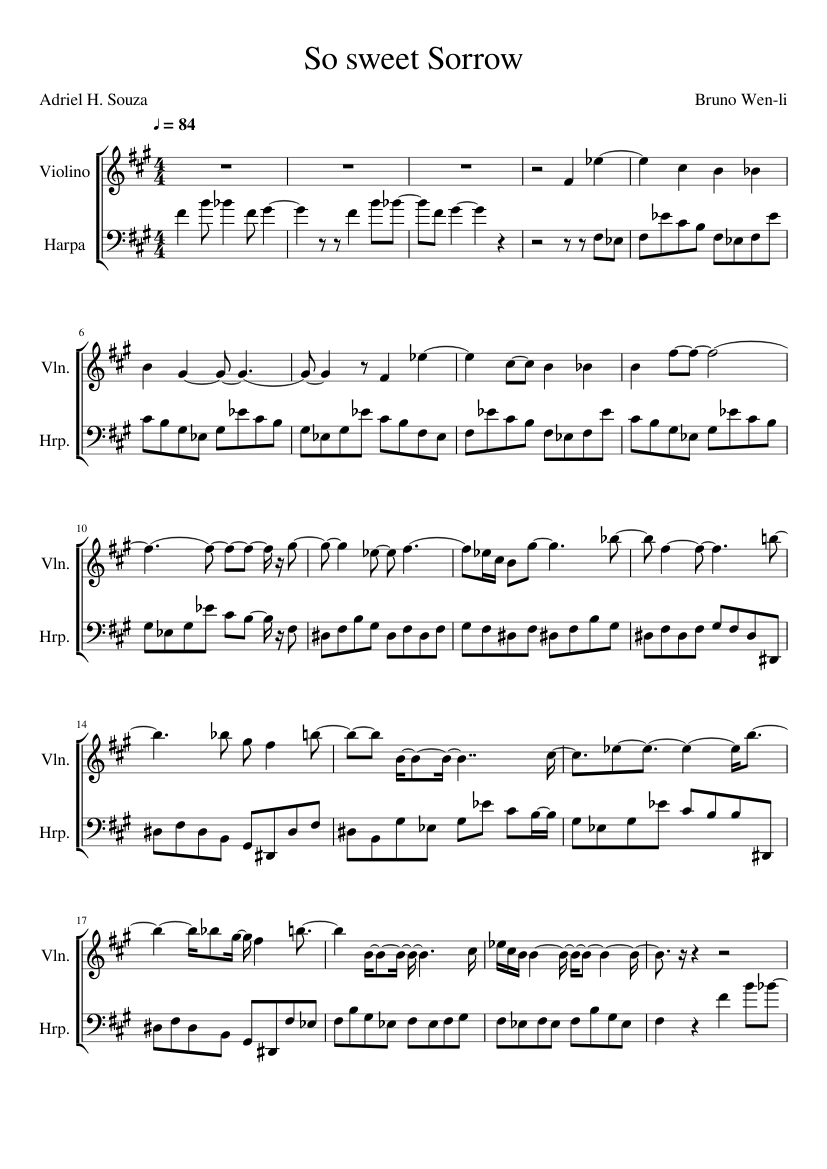 Yosuga no Sora-So sweet Sorrow Sheet music for Violin, Harp (Mixed Duet) |  Musescore.com