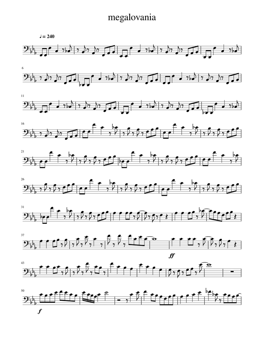 Megalovania-Undertale For Cello Sheet music for Cello (Solo) Musescore.com.