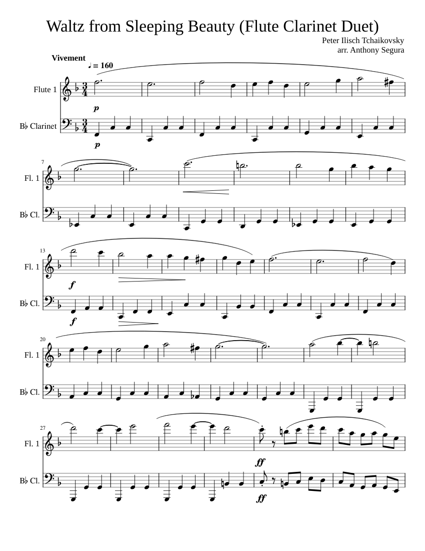 Waltz from Sleeping Beauty Flute Duet Sheet music for Flute