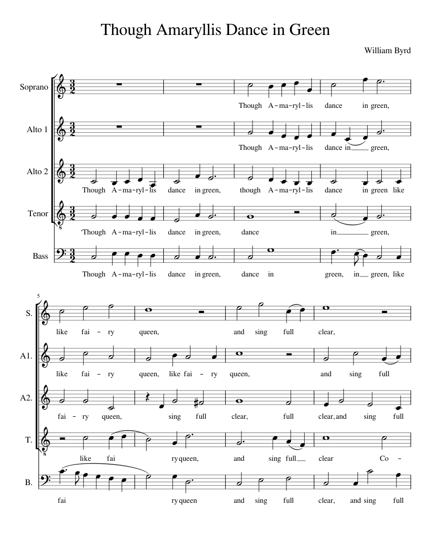 Though Amaryllis Dance in Green - William Byrd