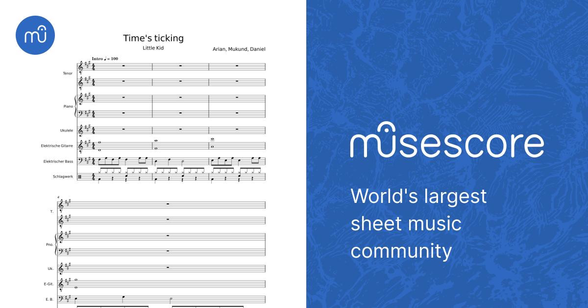 Time's ticking Arian Sheet music for Piano, Guitar, Bass guitar, Drum