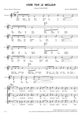 Free Vivre Pour Le Meilleur by David Halliday sheet music | Download PDF or  print on Musescore.com