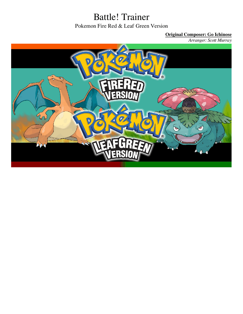 Pokemon Fire Red & Leaf Green - Battle! Trainer Sheet music for Piano,  Trumpet (In B Flat), Trombone, Flute & more instruments (Concert Band) |  Musescore.com