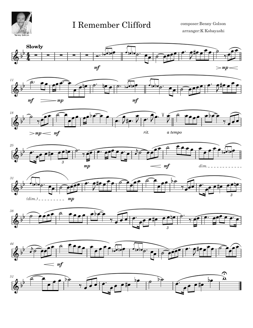 I Remember Clifford - Benny Golson Sheet music for Flute (Piano Duo) |  Musescore.com