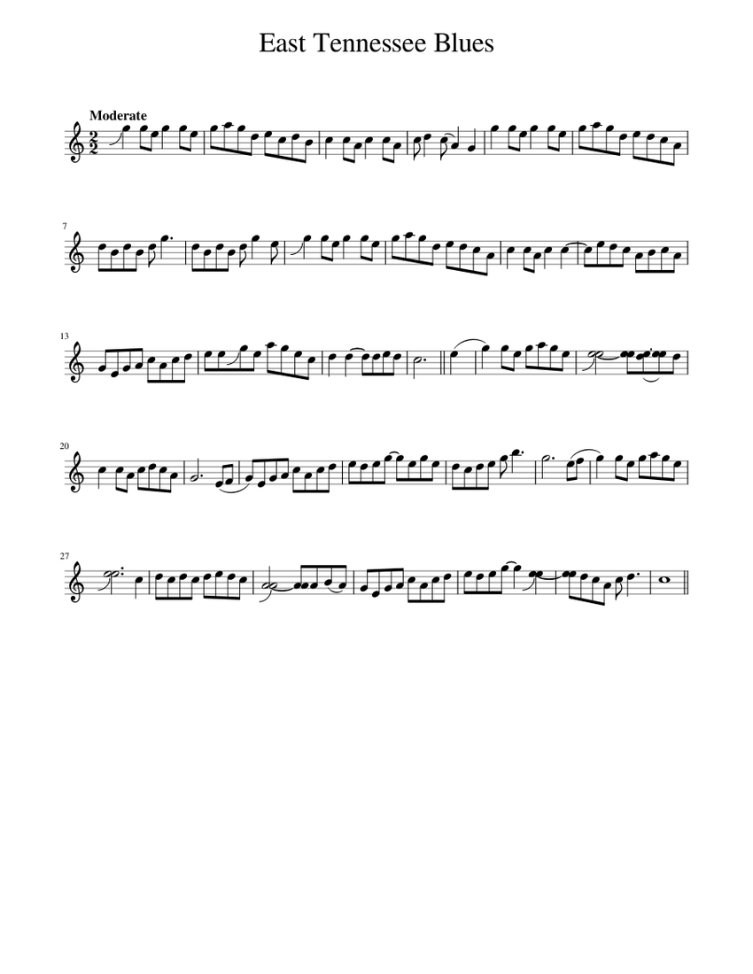 East Tennessee Blues Sheet music for Piano (Solo) Easy | Musescore.com