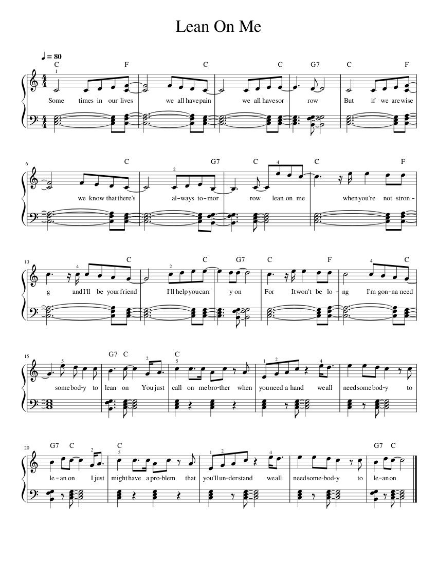 Lean On Me Sheet music for Piano (Solo) | Musescore.com