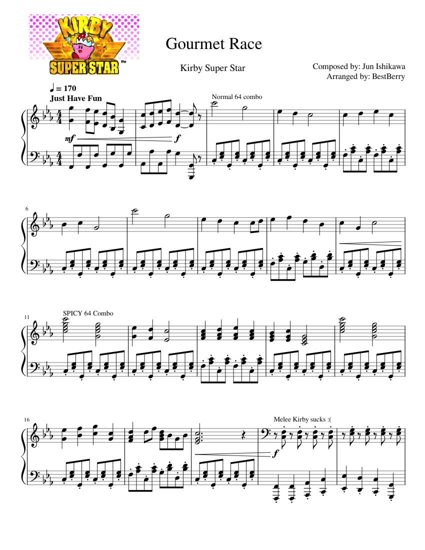 Gourmet Race ~ FUN Piano Solo Sheet music for Piano (Solo) | Musescore.com