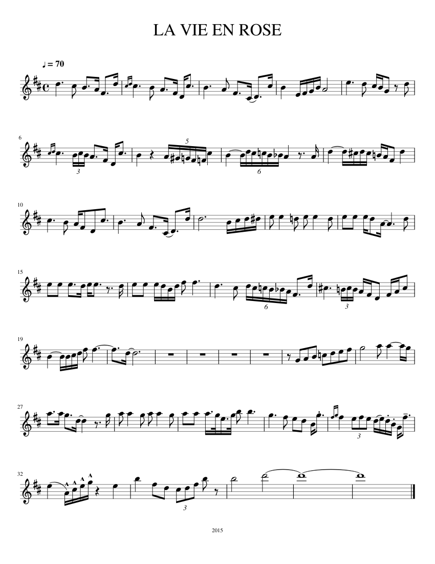 la vie en rose 2.1 Sheet music for Trumpet in b-flat (Solo) | Musescore.com