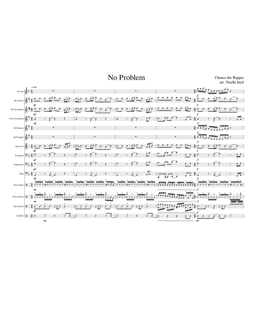 No Problem Sheet music for Trombone, Euphonium, Tuba, Flute piccolo