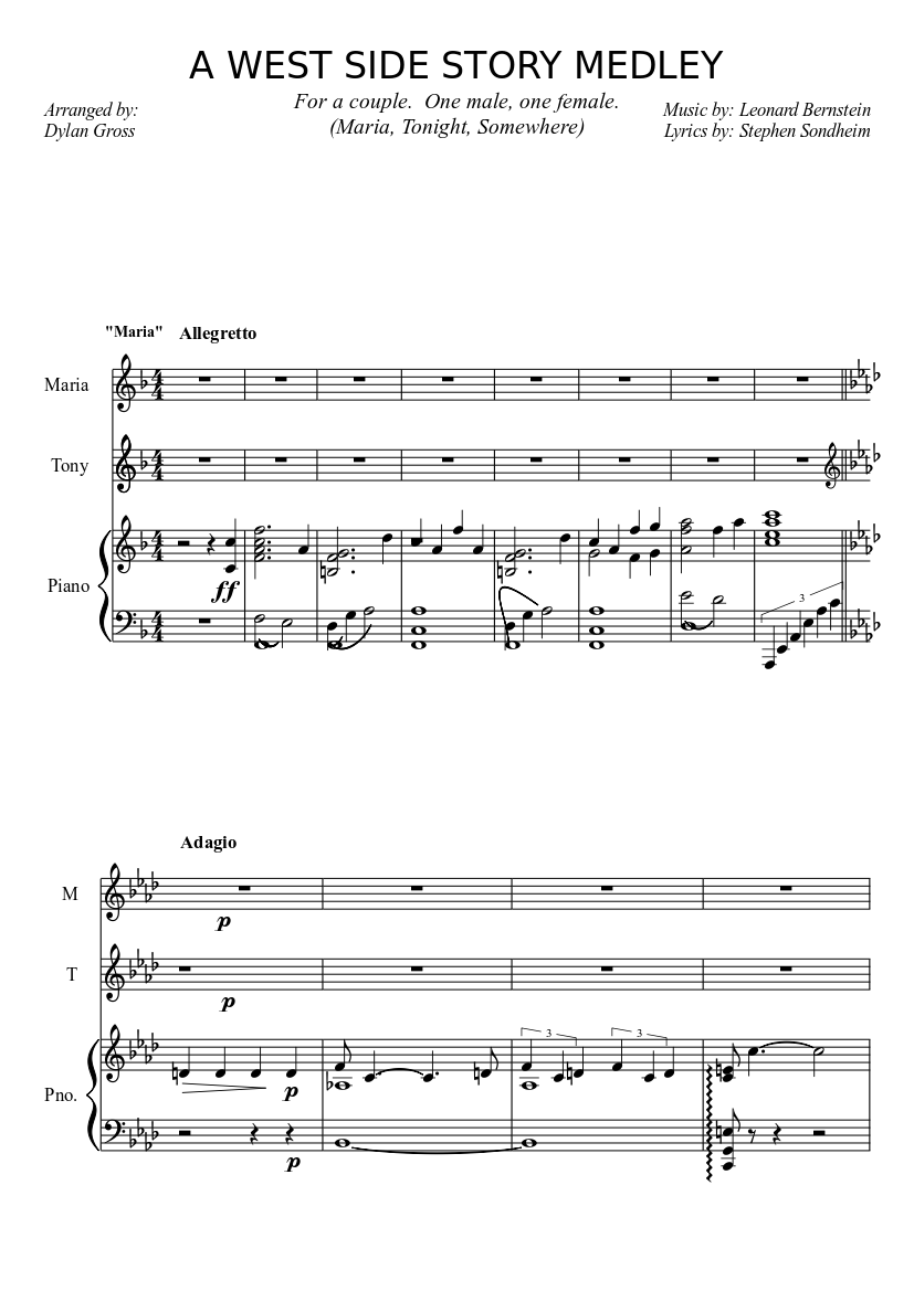 West Side Story Medley Sheet music for Piano (Solo) | Musescore.com
