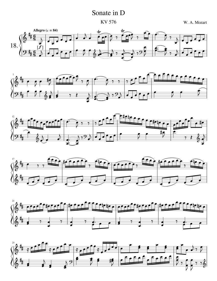 Piano Sonata No.18 in D major K.576