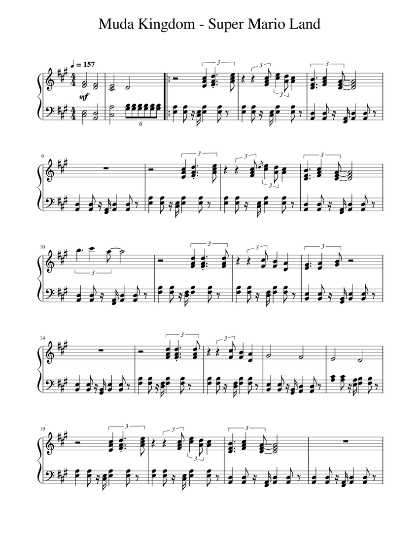 Muda kingdom – Koji Kondo - Super Mario Land Sheet music for Piano ...