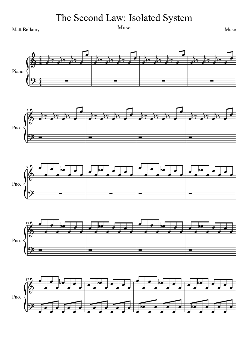 The Second Law: Isolated System Sheet music for Piano (Solo) | Musescore.com