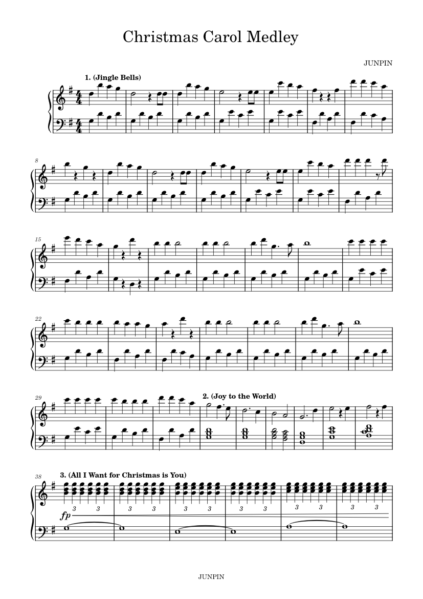 Medley chanson française + Noel Sheet music for Piano (Solo)