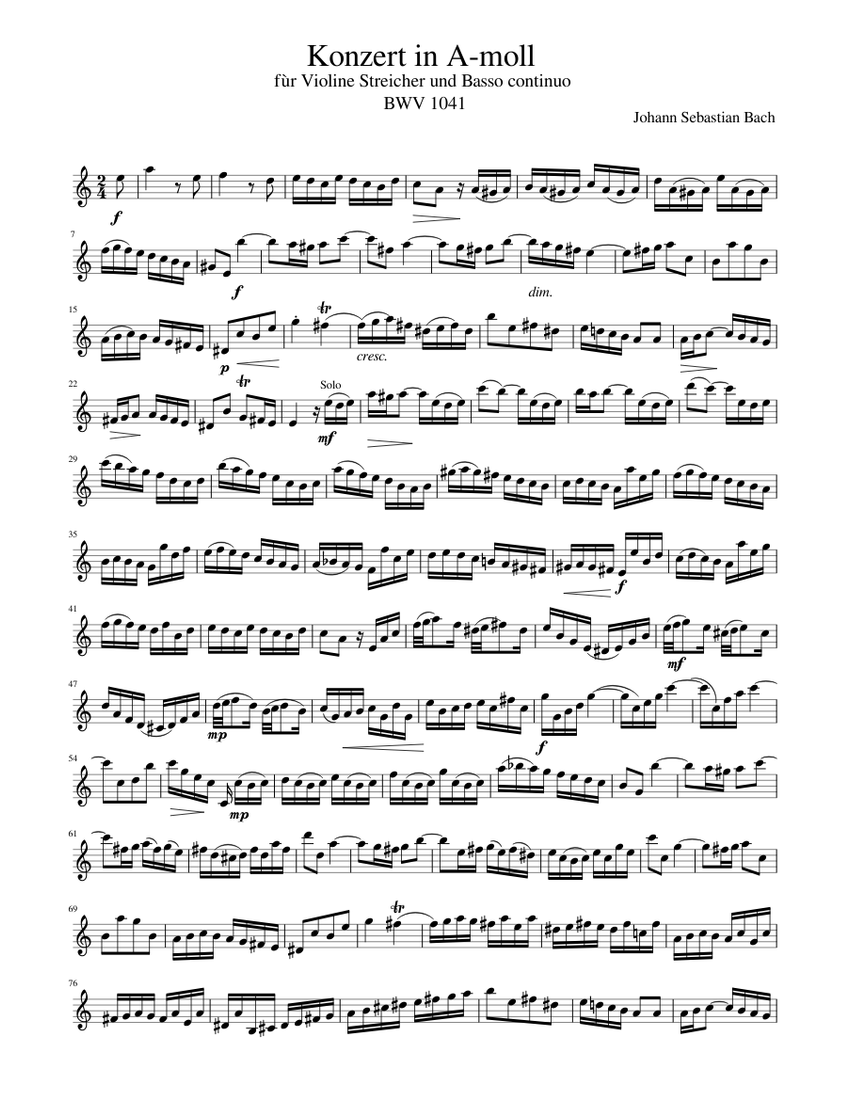 Bach bwv 1041 violin Sheet music for Piano (Solo) | Musescore.com