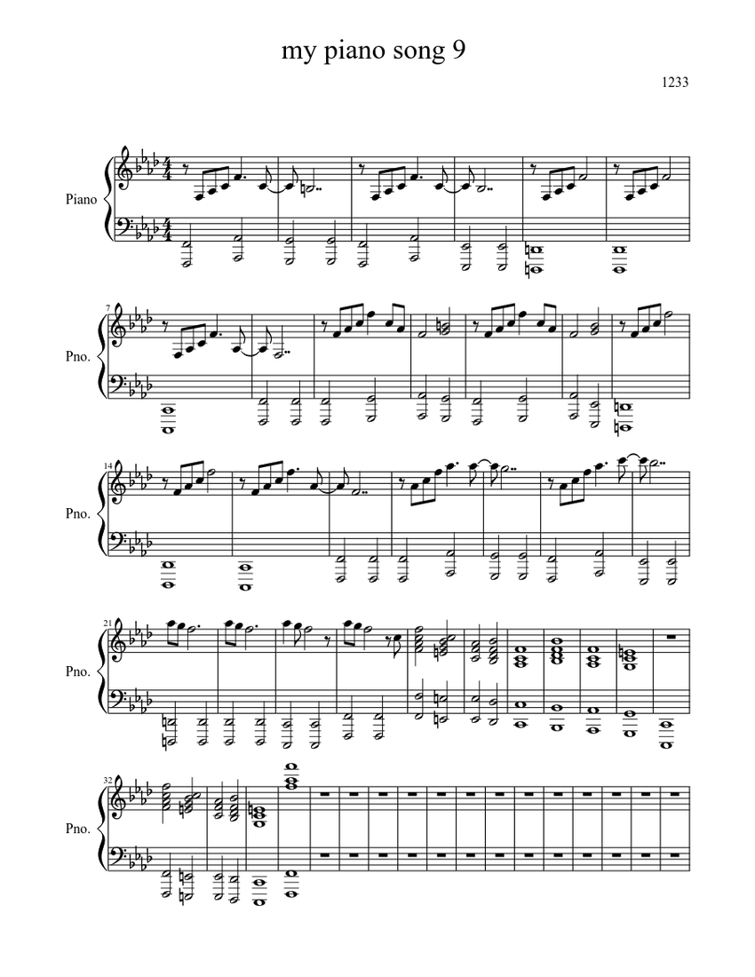 my piano song 9 Sheet music for Piano (Solo) | Download and print in ...