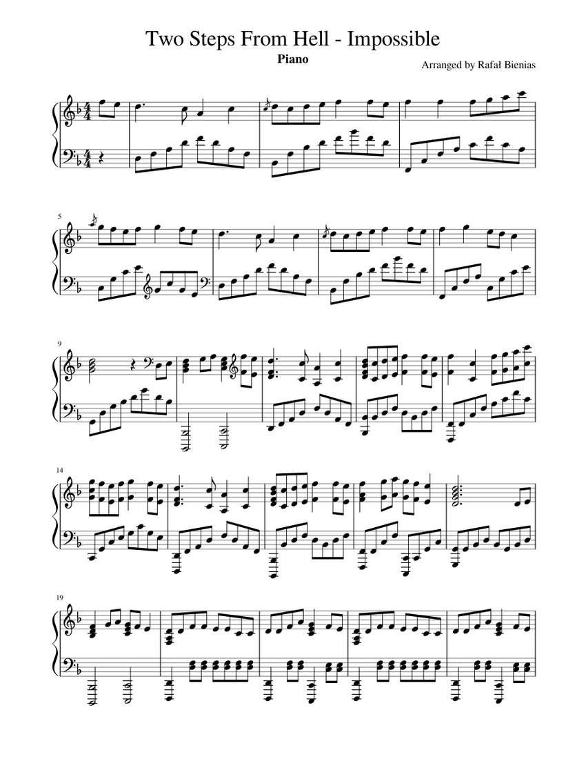 Two Steps From Hell - Impossible - Piano Sheet music for Piano (Solo) |  Musescore.com