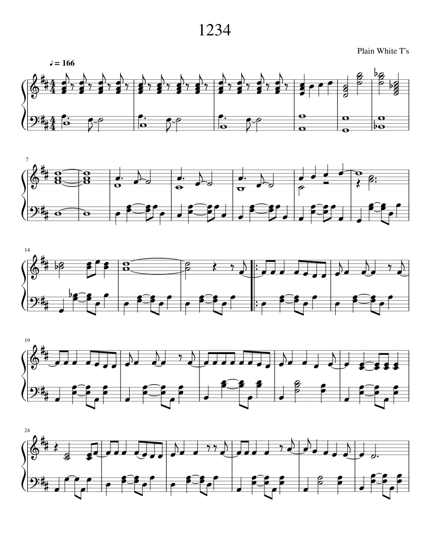 1234 Sheet music for Piano (Solo) Easy | Musescore.com