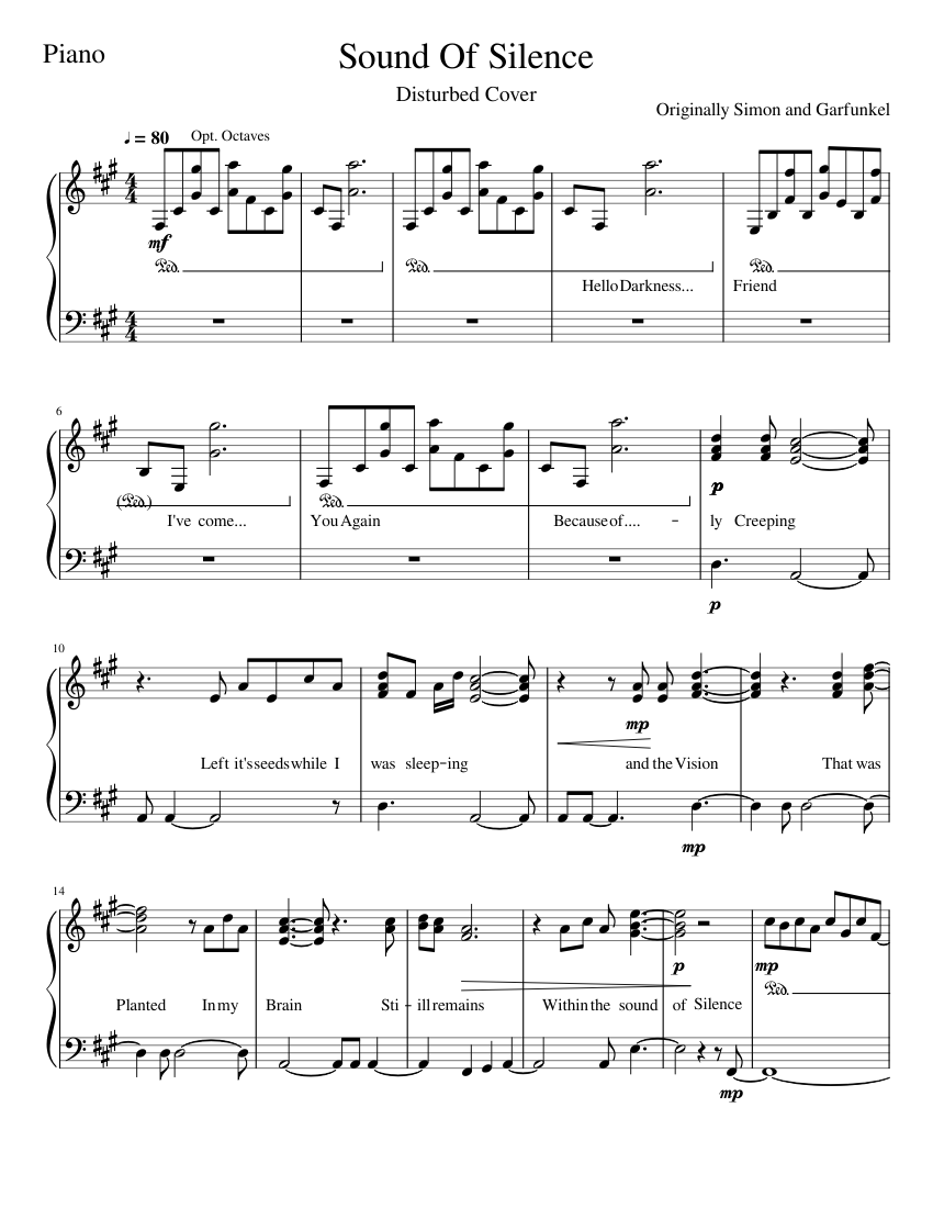 Sound of Silence piano Sheet music for Piano (Solo) | Musescore.com